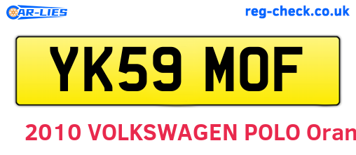 YK59MOF are the vehicle registration plates.