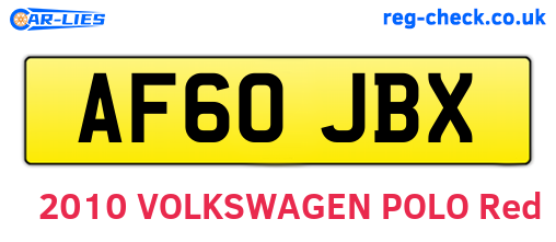 AF60JBX are the vehicle registration plates.