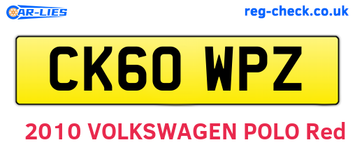 CK60WPZ are the vehicle registration plates.