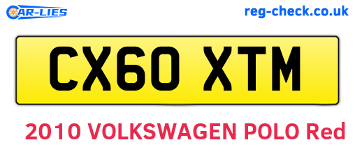CX60XTM are the vehicle registration plates.