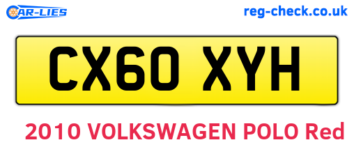 CX60XYH are the vehicle registration plates.