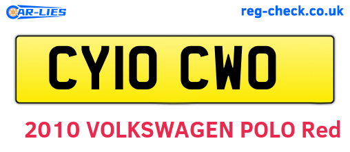 CY10CWO are the vehicle registration plates.