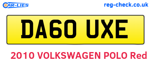 DA60UXE are the vehicle registration plates.