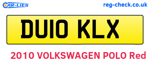 DU10KLX are the vehicle registration plates.