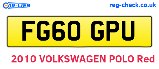 FG60GPU are the vehicle registration plates.
