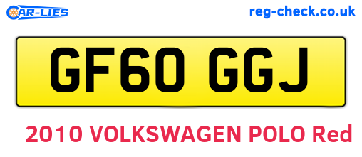 GF60GGJ are the vehicle registration plates.