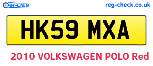 HK59MXA are the vehicle registration plates.