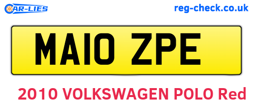 MA10ZPE are the vehicle registration plates.