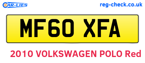 MF60XFA are the vehicle registration plates.