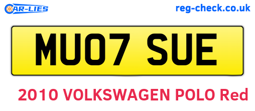MU07SUE are the vehicle registration plates.