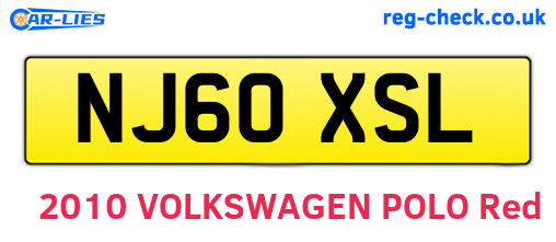 NJ60XSL are the vehicle registration plates.