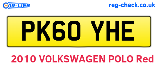 PK60YHE are the vehicle registration plates.