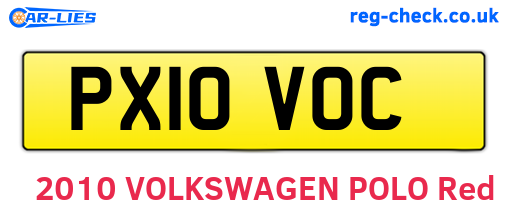 PX10VOC are the vehicle registration plates.
