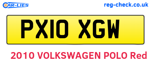 PX10XGW are the vehicle registration plates.
