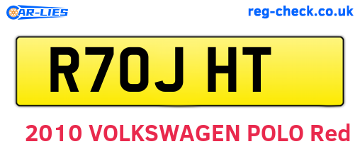 R70JHT are the vehicle registration plates.