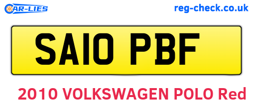 SA10PBF are the vehicle registration plates.