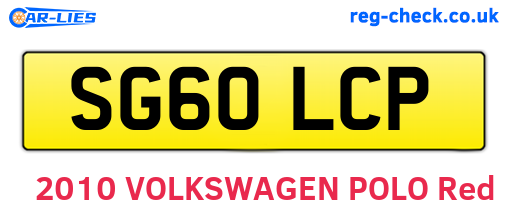 SG60LCP are the vehicle registration plates.