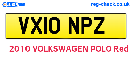 VX10NPZ are the vehicle registration plates.