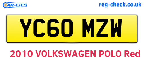 YC60MZW are the vehicle registration plates.