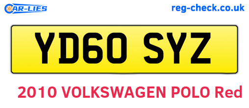 YD60SYZ are the vehicle registration plates.