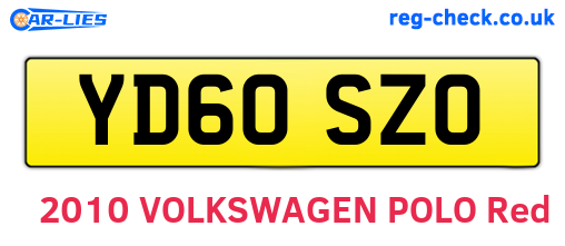 YD60SZO are the vehicle registration plates.