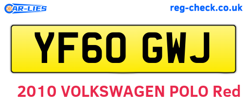 YF60GWJ are the vehicle registration plates.