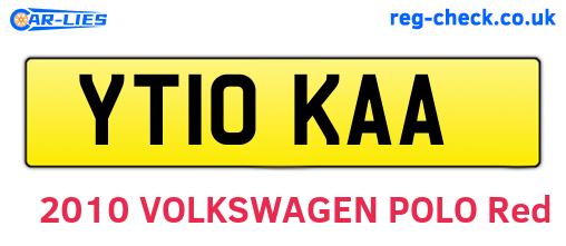 YT10KAA are the vehicle registration plates.