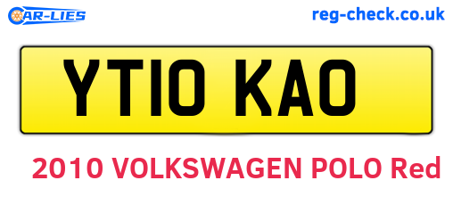 YT10KAO are the vehicle registration plates.
