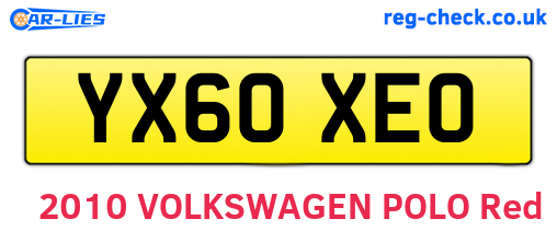 YX60XEO are the vehicle registration plates.
