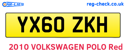 YX60ZKH are the vehicle registration plates.