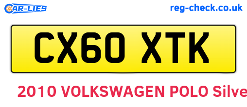 CX60XTK are the vehicle registration plates.