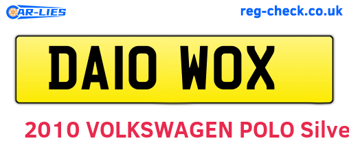 DA10WOX are the vehicle registration plates.