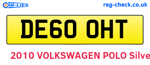 DE60OHT are the vehicle registration plates.