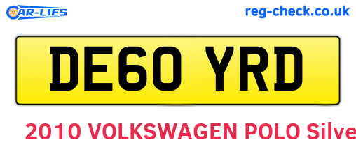 DE60YRD are the vehicle registration plates.
