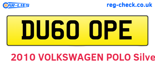 DU60OPE are the vehicle registration plates.