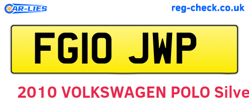 FG10JWP are the vehicle registration plates.