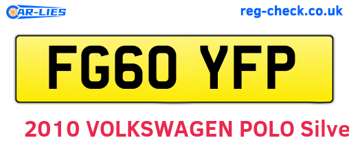 FG60YFP are the vehicle registration plates.