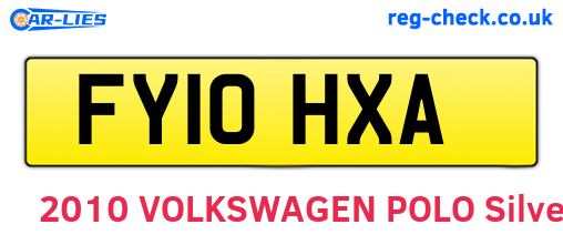 FY10HXA are the vehicle registration plates.
