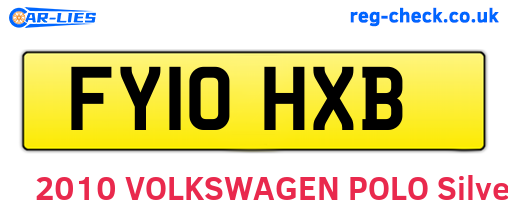 FY10HXB are the vehicle registration plates.