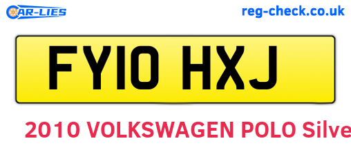 FY10HXJ are the vehicle registration plates.