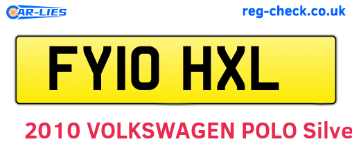 FY10HXL are the vehicle registration plates.