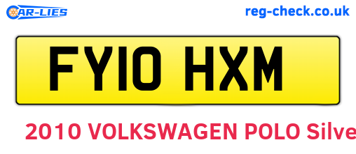 FY10HXM are the vehicle registration plates.