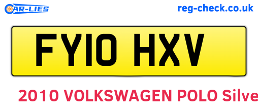 FY10HXV are the vehicle registration plates.