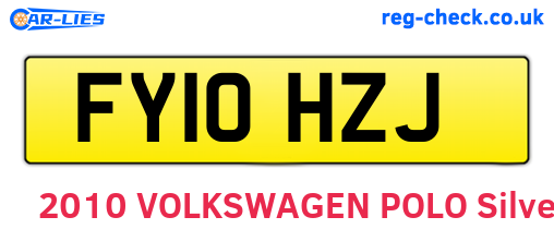 FY10HZJ are the vehicle registration plates.