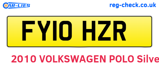 FY10HZR are the vehicle registration plates.