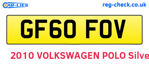 GF60FOV are the vehicle registration plates.