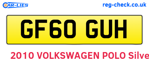 GF60GUH are the vehicle registration plates.
