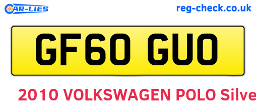 GF60GUO are the vehicle registration plates.