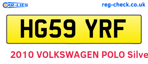 HG59YRF are the vehicle registration plates.