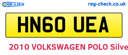 HN60UEA are the vehicle registration plates.